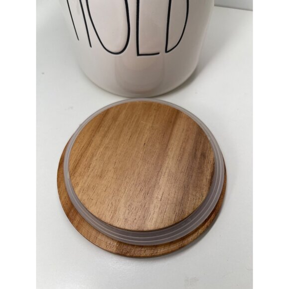 Rae Dunn Artisan Collection Ceramic‎ Canister With Wooden Lid Pre Owned - Picture 3 of 8